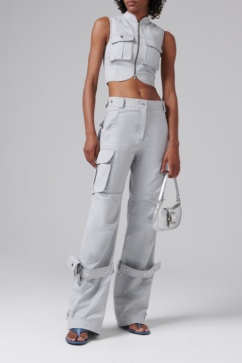 Grey Bottom Belt Cargo Pants