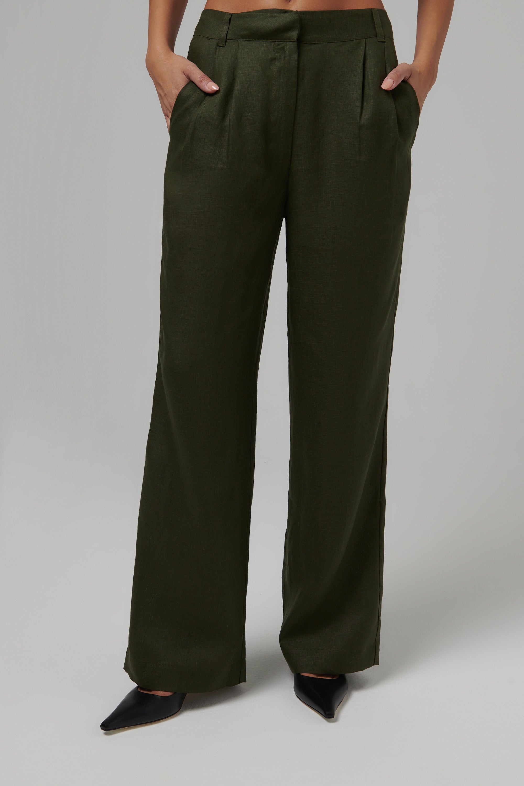 linen fabric linen pants green