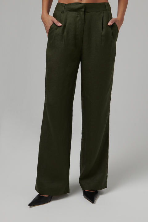 Green Rivello Linen Pants