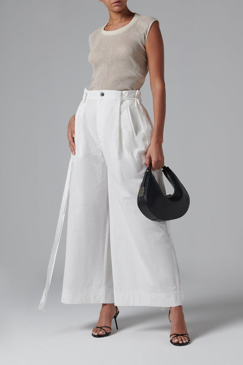 White Knotted Palazzo Pants