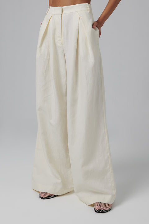 White Minimal Fold Pants