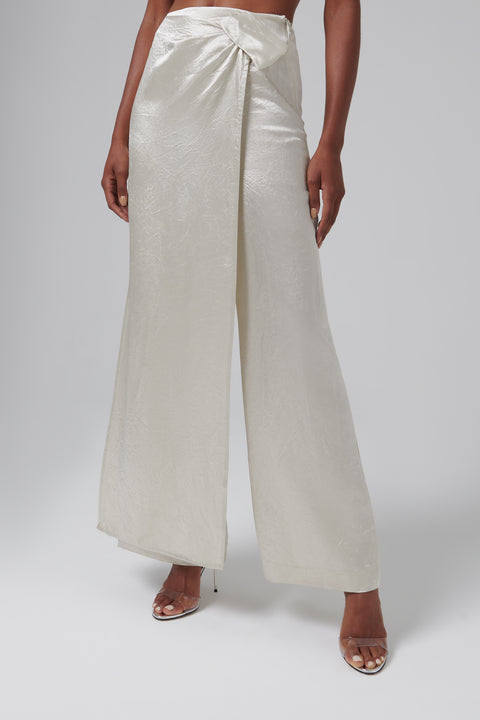 White Kehlani Front Skirt Panel Pants