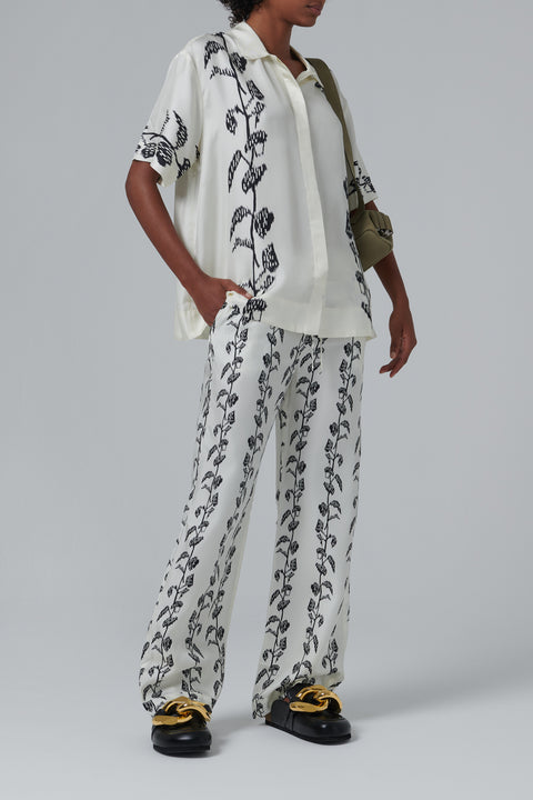 White Aurelia Silk Pants