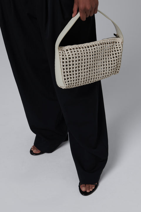 Beige Macrame Mesh Bag