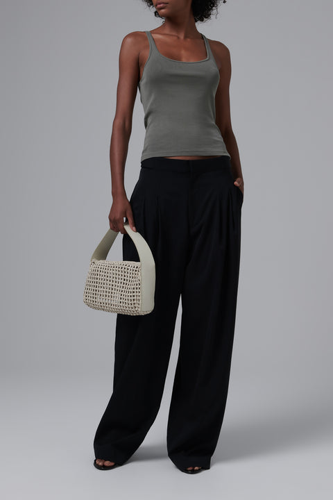 Beige Macrame Mesh Bag