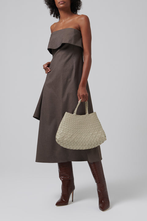 Beige Santa Croce Small Leather Tote