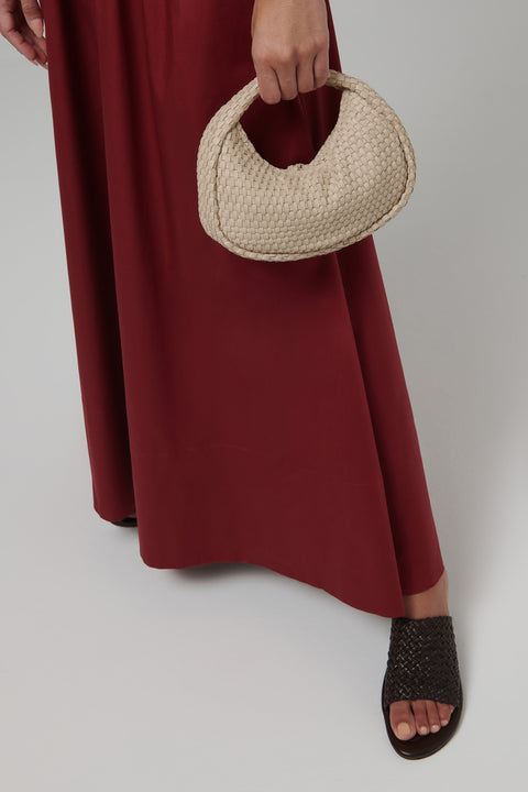 Beige Lattice Weave Mini Bon Bon Bag