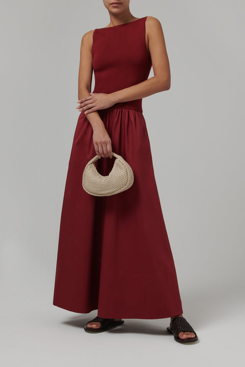 Beige Lattice Weave Mini Bon Bon Bag