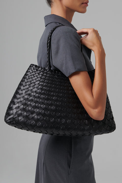 Black Santa Croce Big Leather Tote