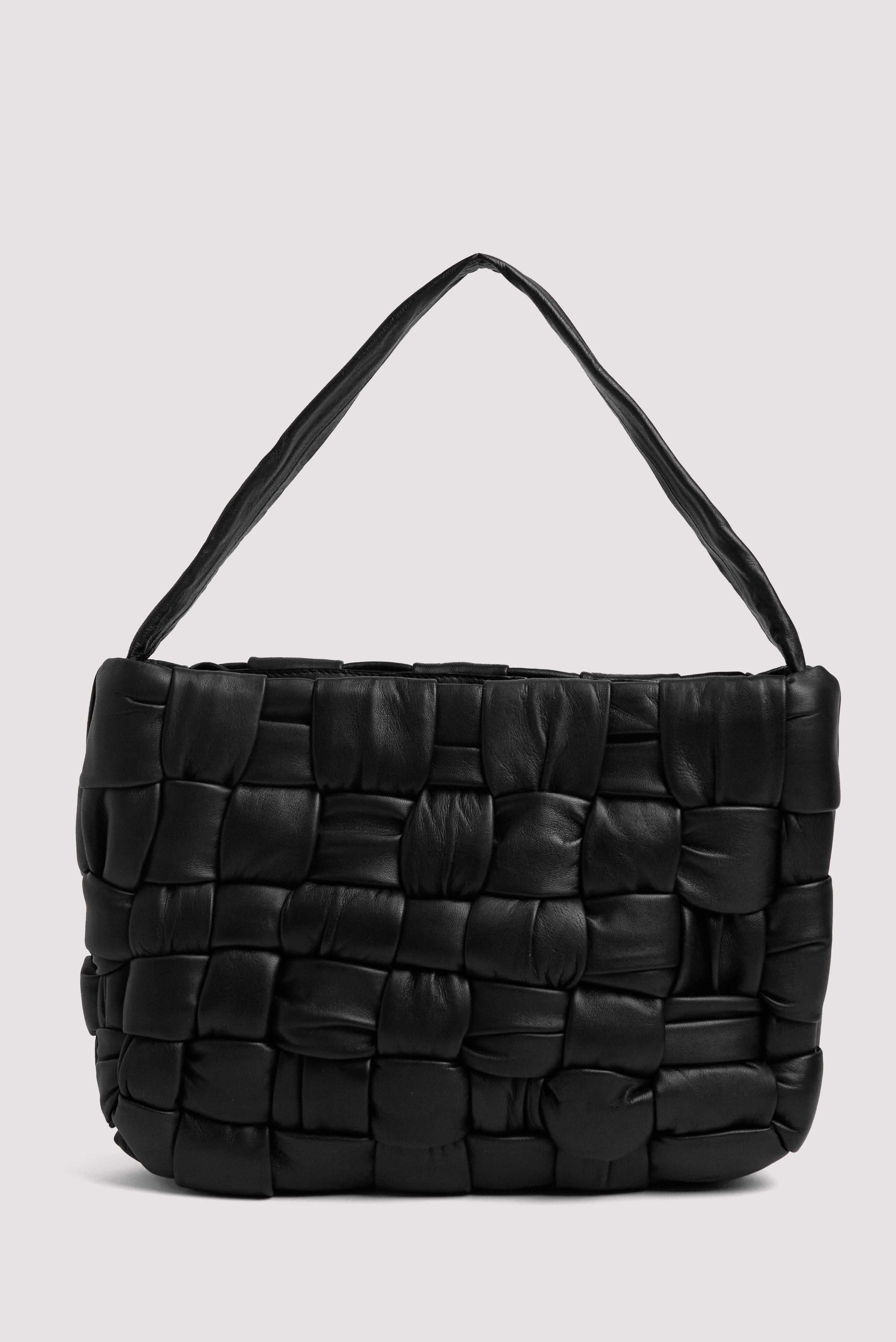 St. Agni Black Textured Mini Woven Tote