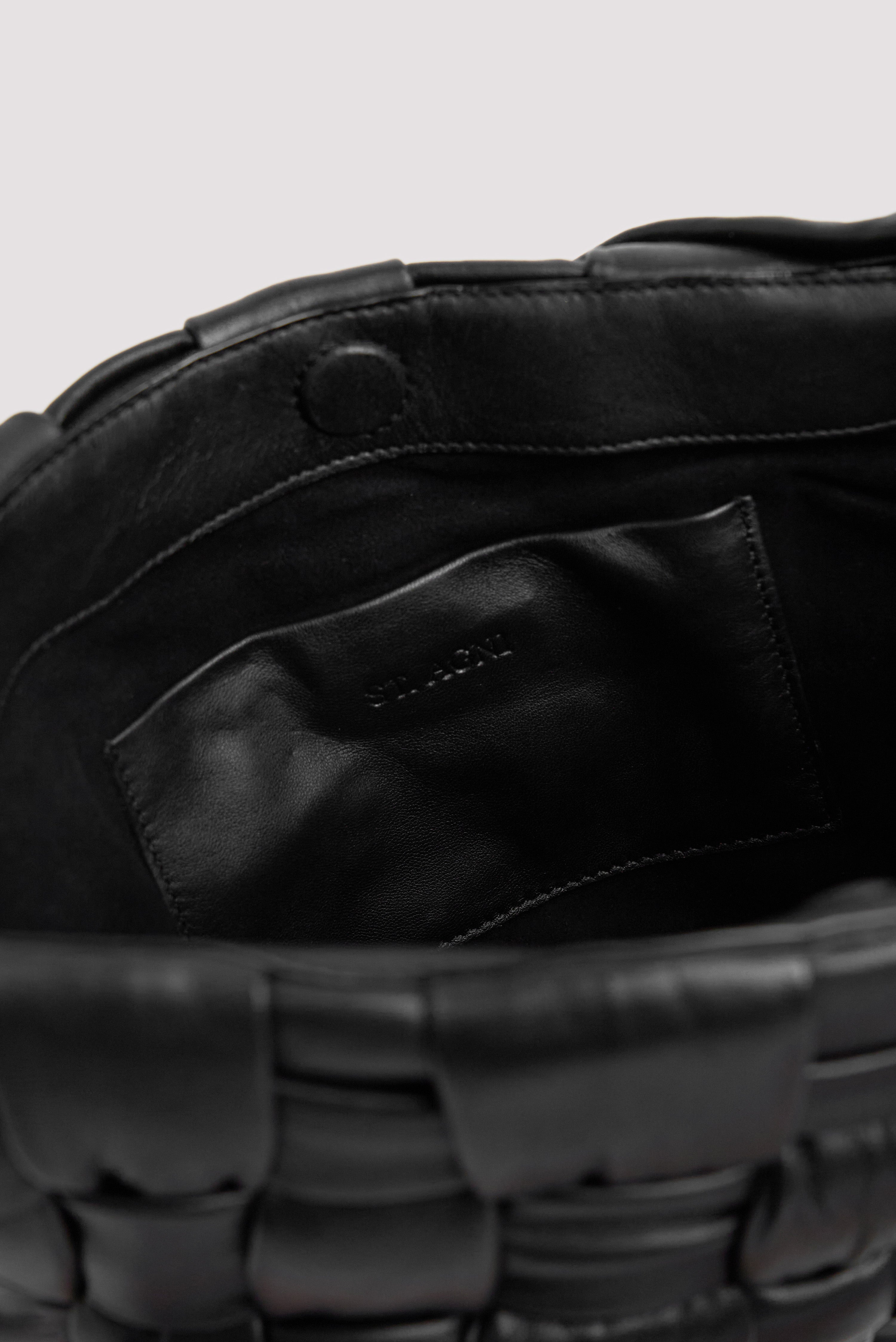 St. Agni Black Textured Mini Woven Tote