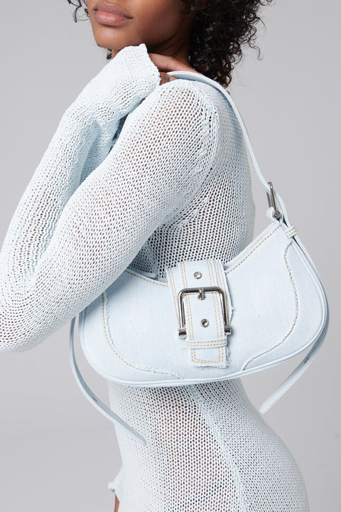 Blue Hobo Brocle Denim Bag