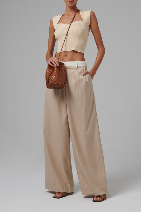 Brown Pompom Shoulder Pouch