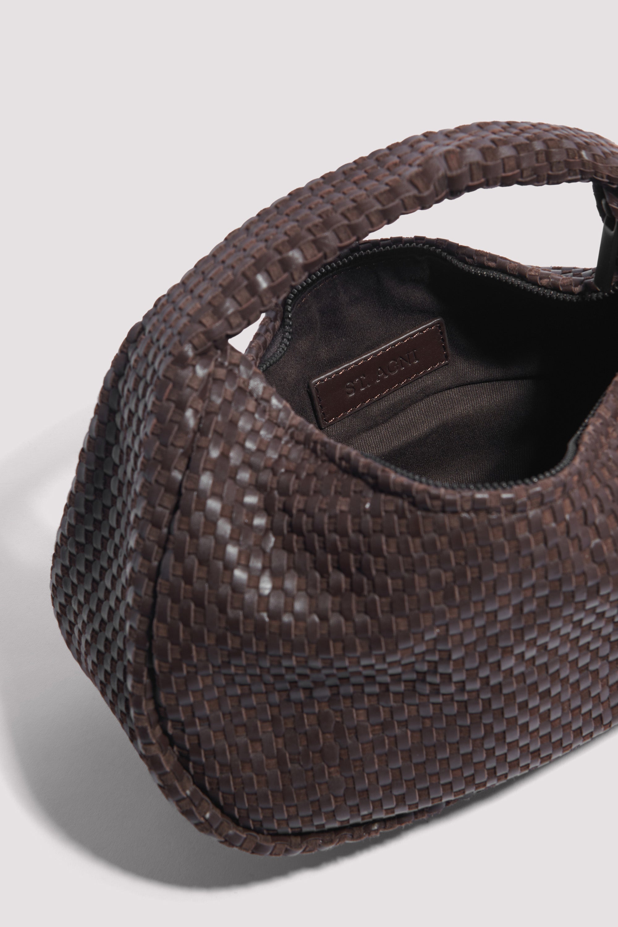 St. Agni Brown Lattice Weave Bon Bon Bag