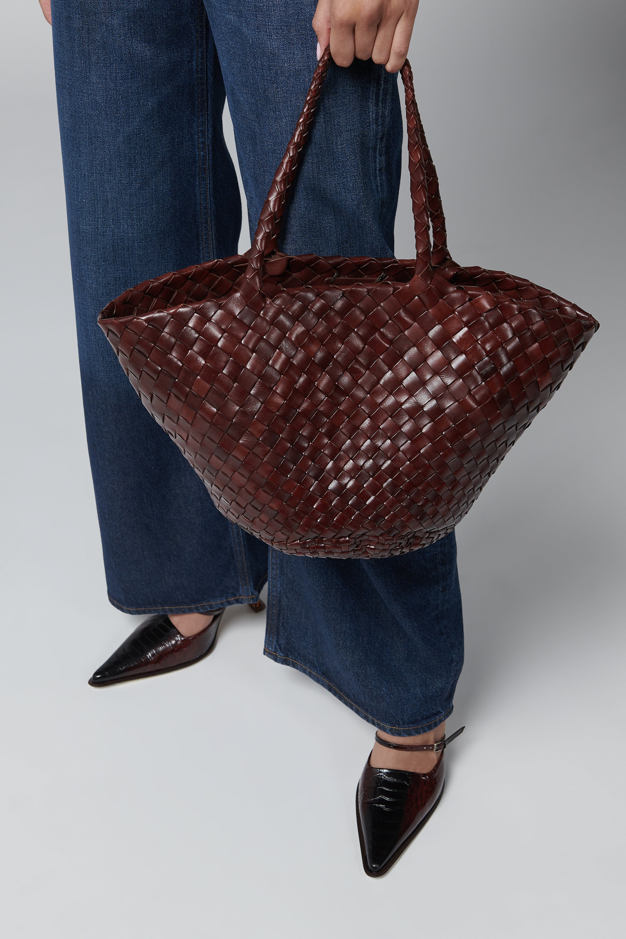 Dragon Diffusion Brown Egola Leather Basket Bag