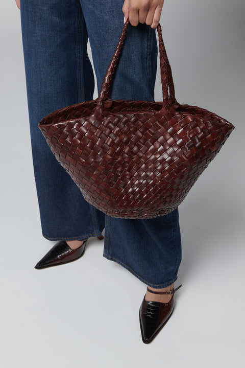 Brown Egola Leather Basket Bag