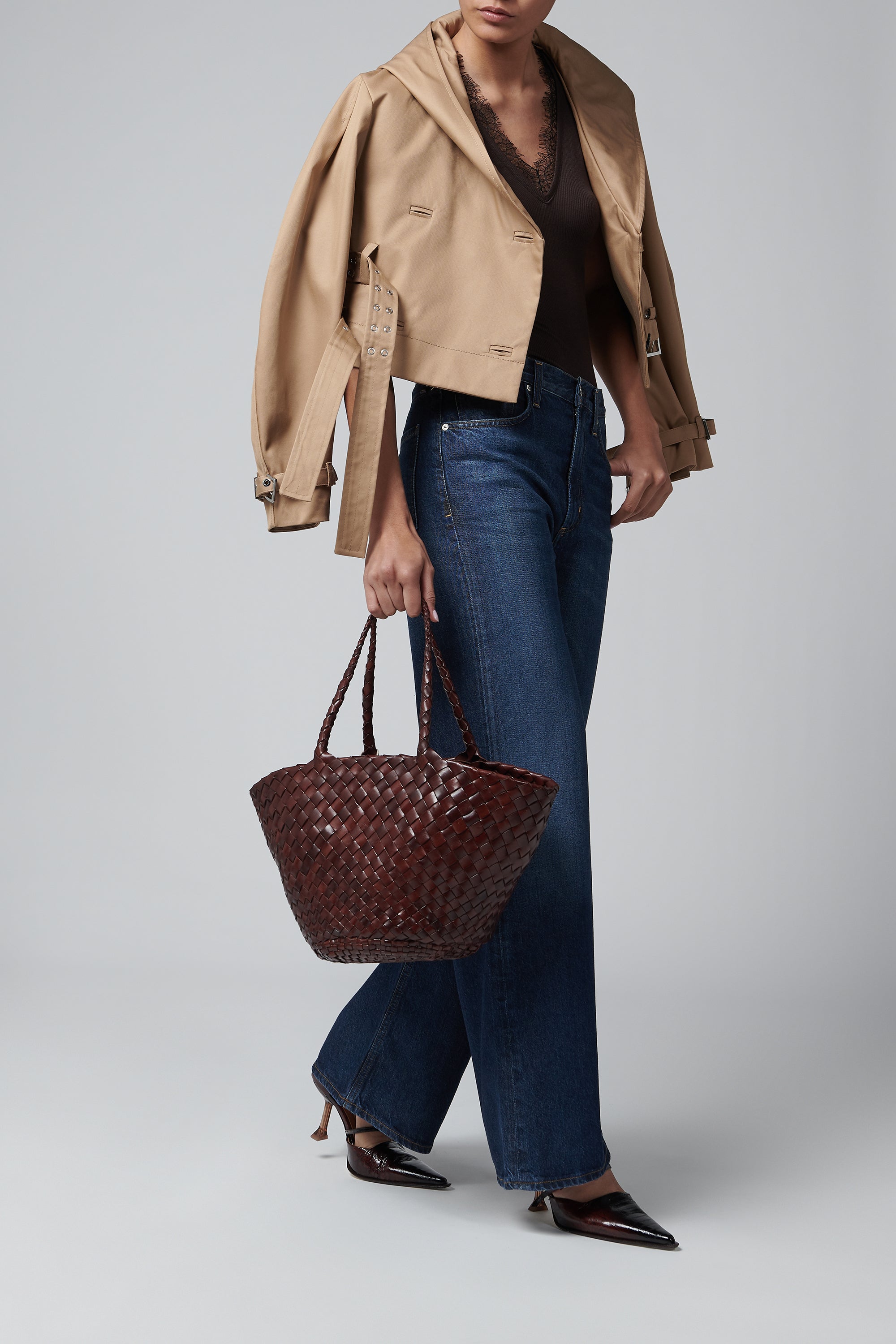 Dragon Diffusion Brown Egola Leather Basket Bag