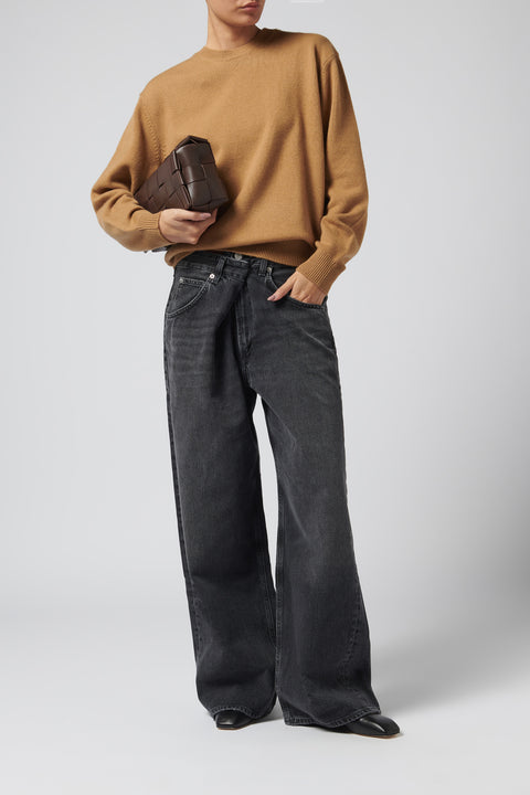 Brown Woven Slim Tote