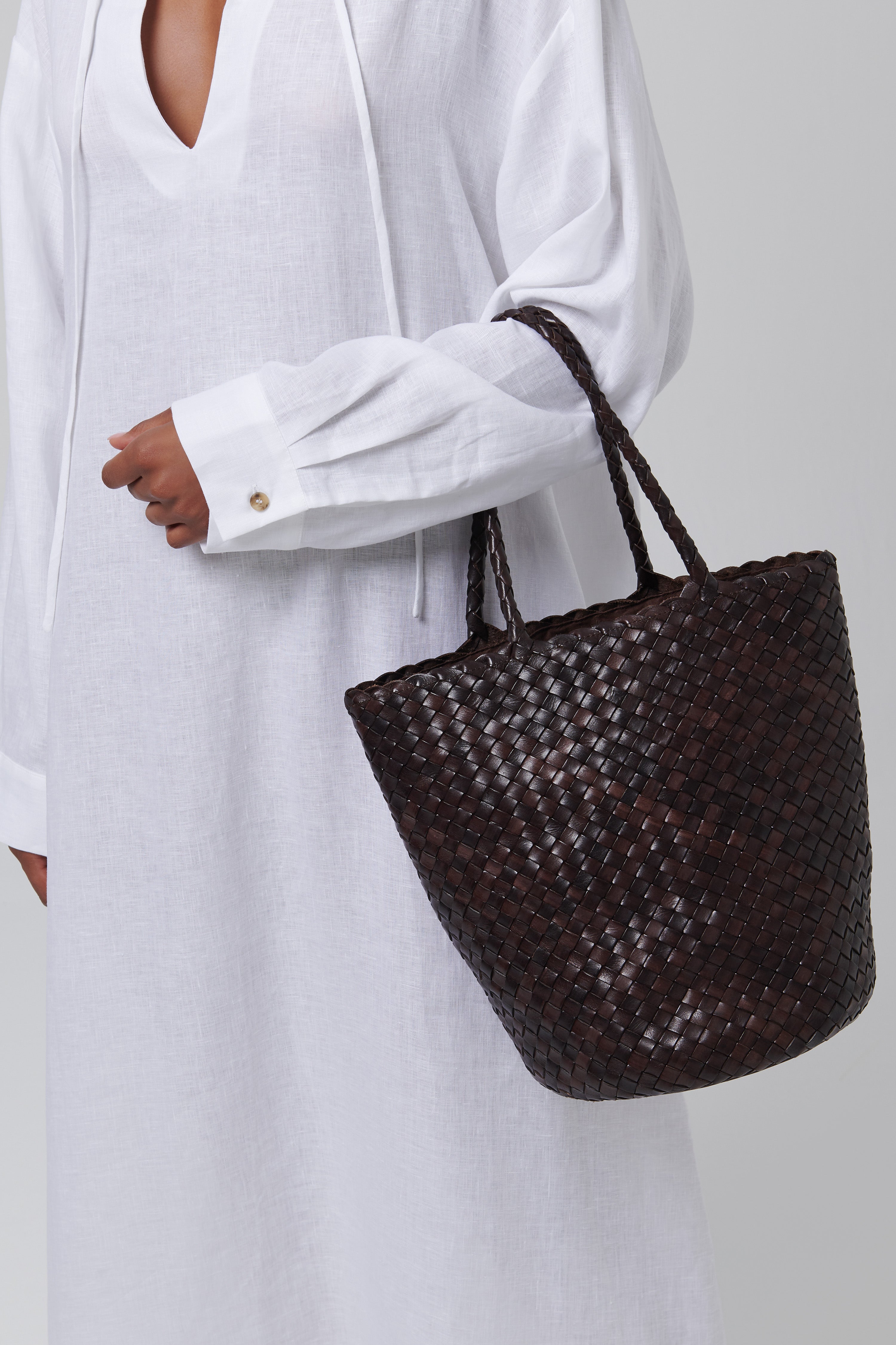 Dragon Diffusion Brown Jacky Leather Bucket Bag - Fabric of