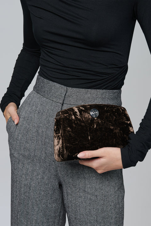 Dark Brown Pushlock Clutch