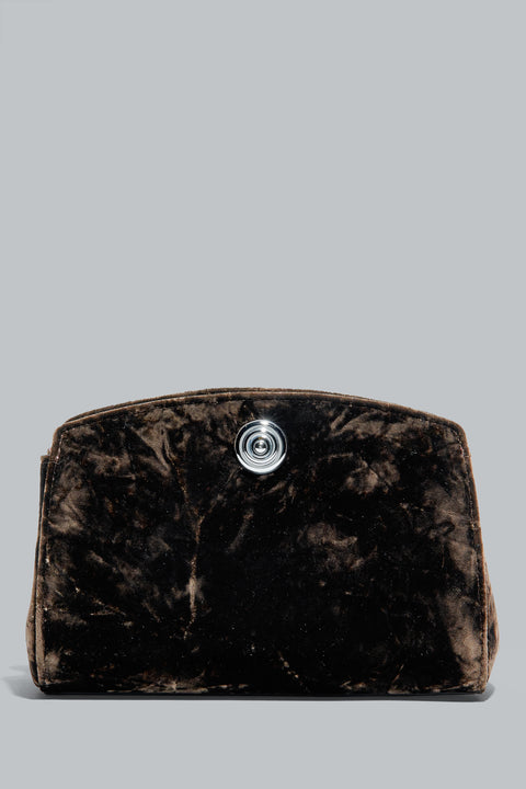 Dark Brown Pushlock Clutch