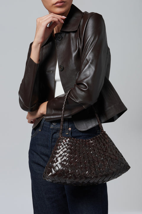 Dark Brown Rosanna Leather Shoulder Bag