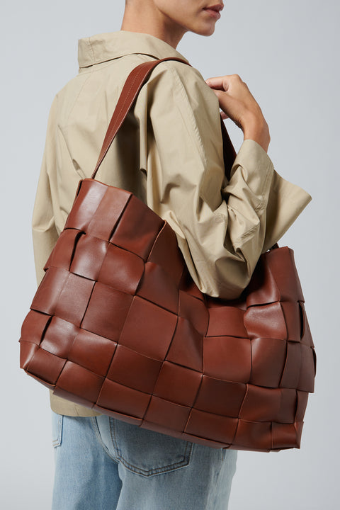 Brown Woven Large Tote