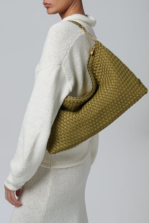 Green Porto Half-Moon Shoulder Bag