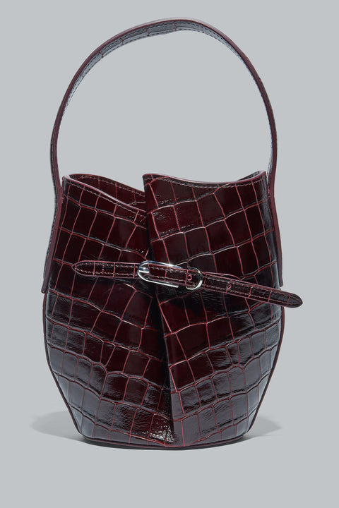 Burgundy Belted Bucket Mini Bag