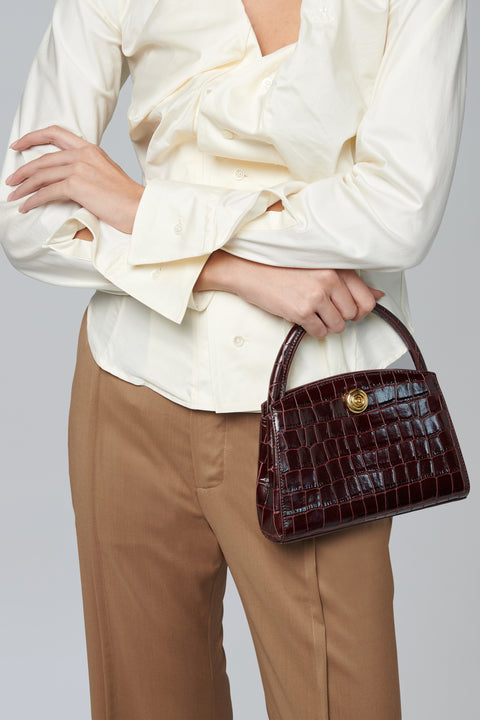Burgundy Pushlock Lady Mini Bag