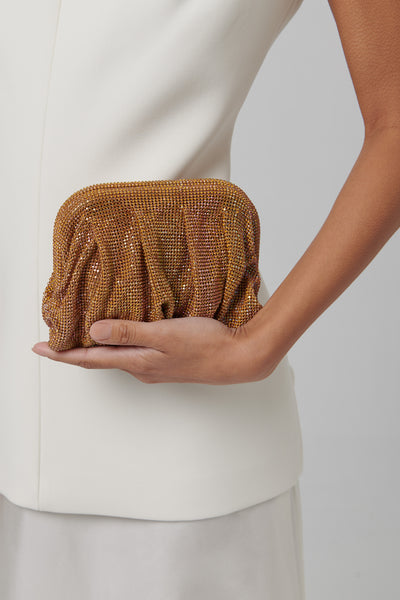 Benedetta Bruzziches Gold Venus La Petite Mesh Clutch