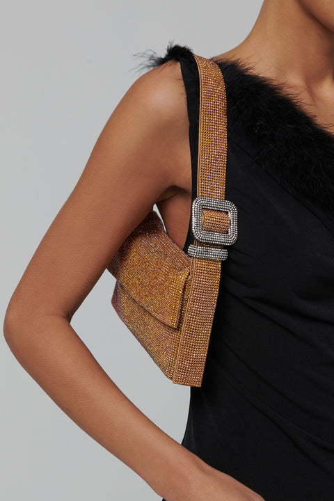 Gold Vitty Crystal Embellished Bag