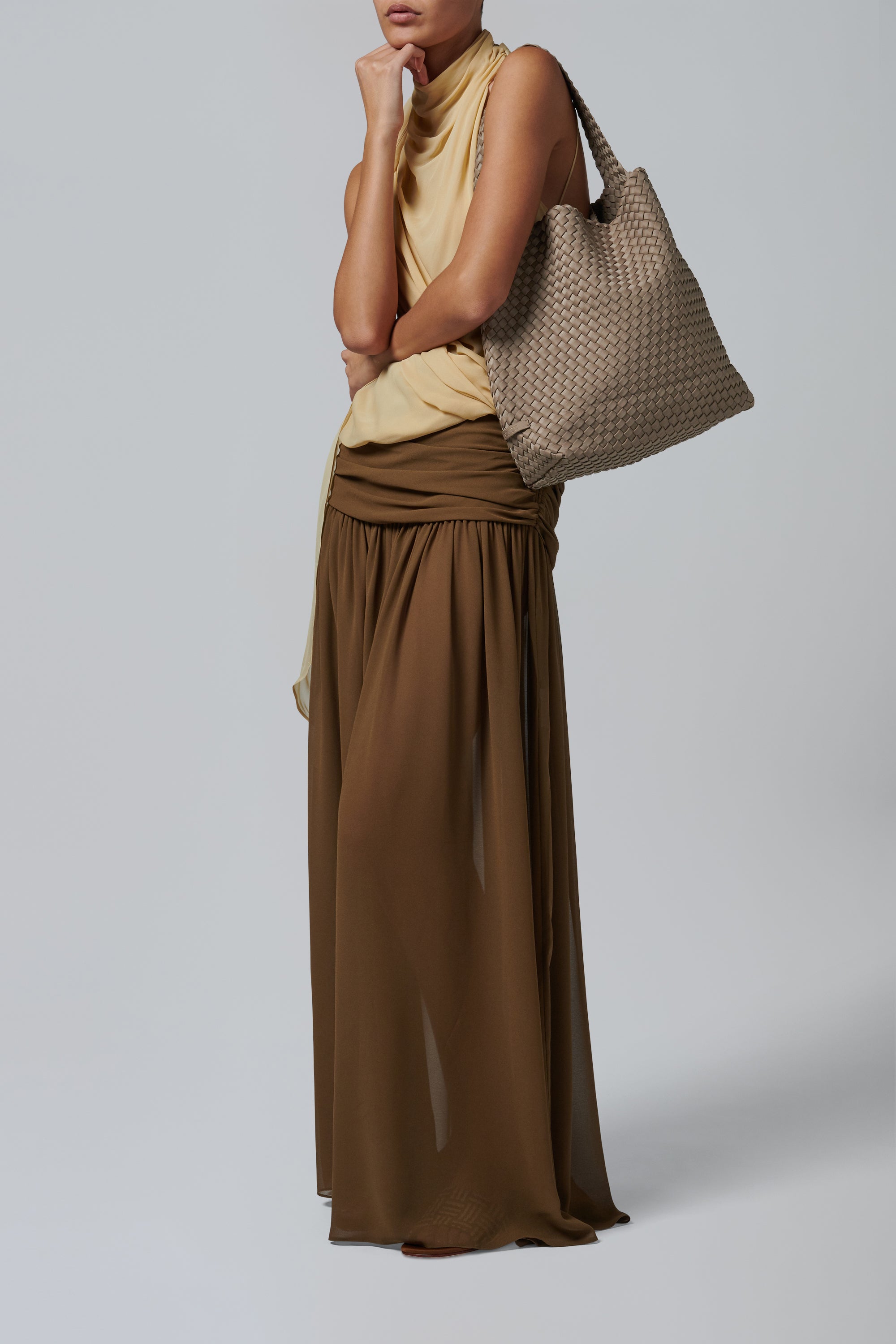 Naghedi Grey Nomad Medium Hobo Bag