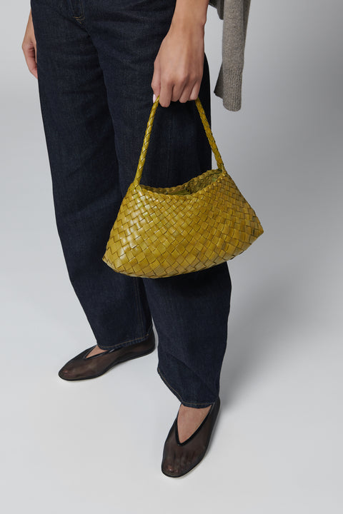 Mustard Green Rosanna Leather Shoulder Bag