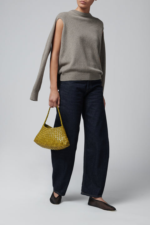 Mustard Green Rosanna Leather Shoulder Bag