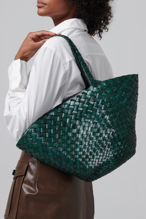 Green Egola Leather Basket Bag