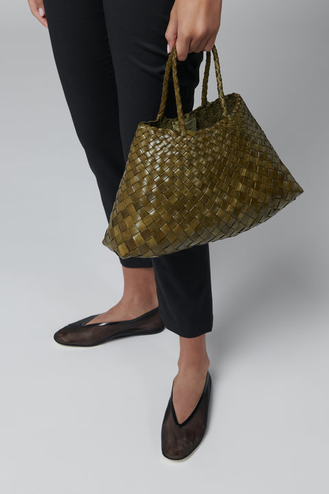 Khaki Santa Croce Small Leather Tote