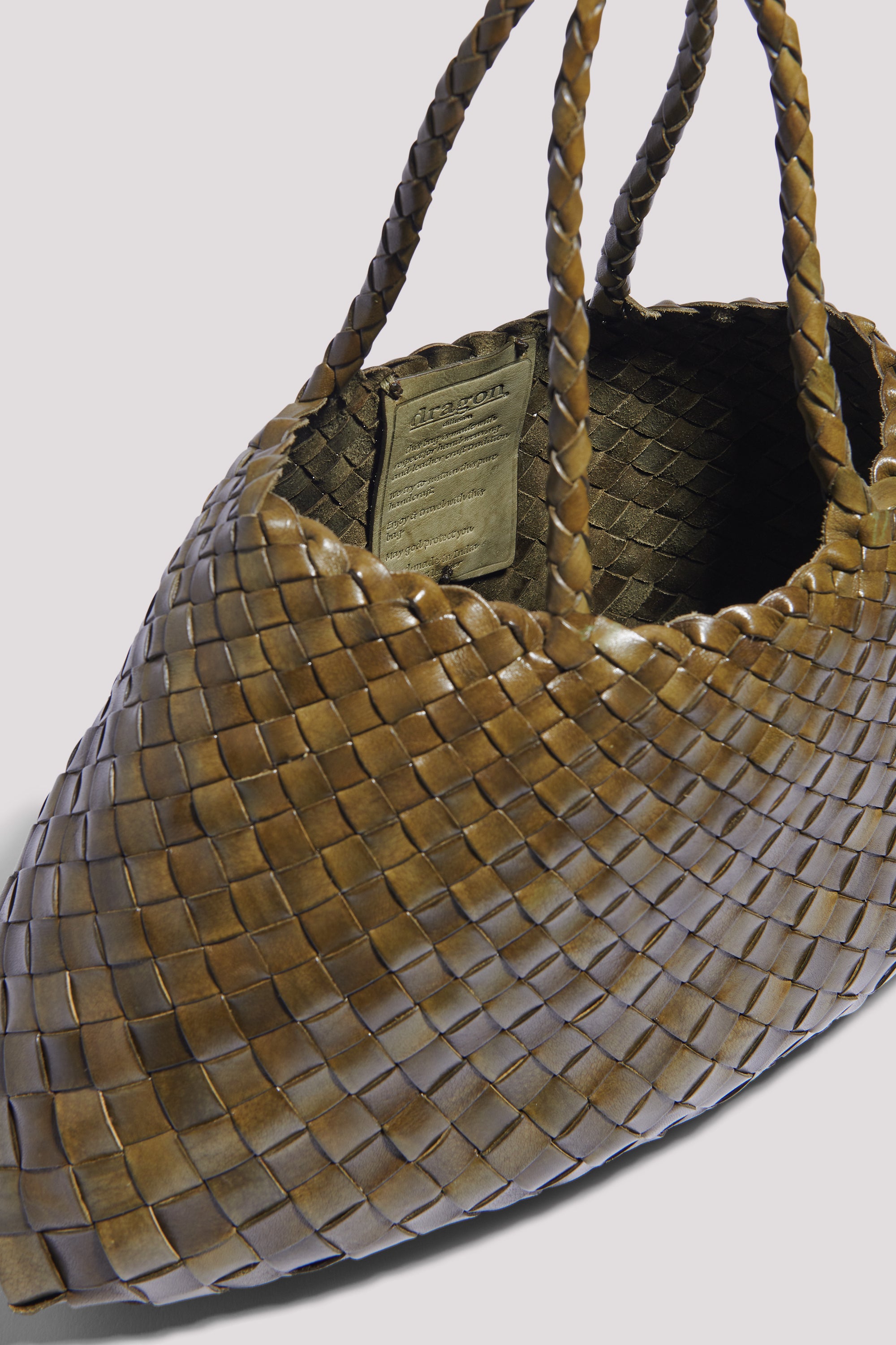 Dragon Diffusion Khaki Santa Croce Small Leather Tote