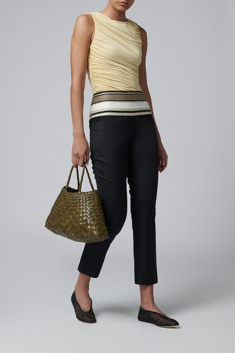 Khaki Santa Croce Small Leather Tote