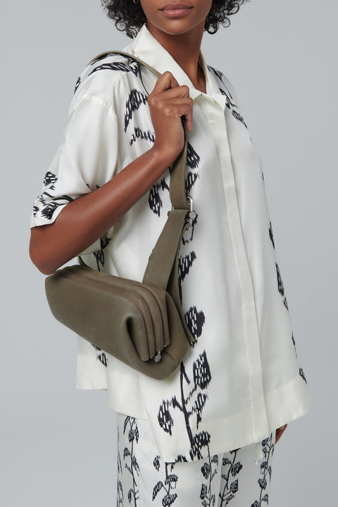 Khaki Slide Leather Shoulder Bag