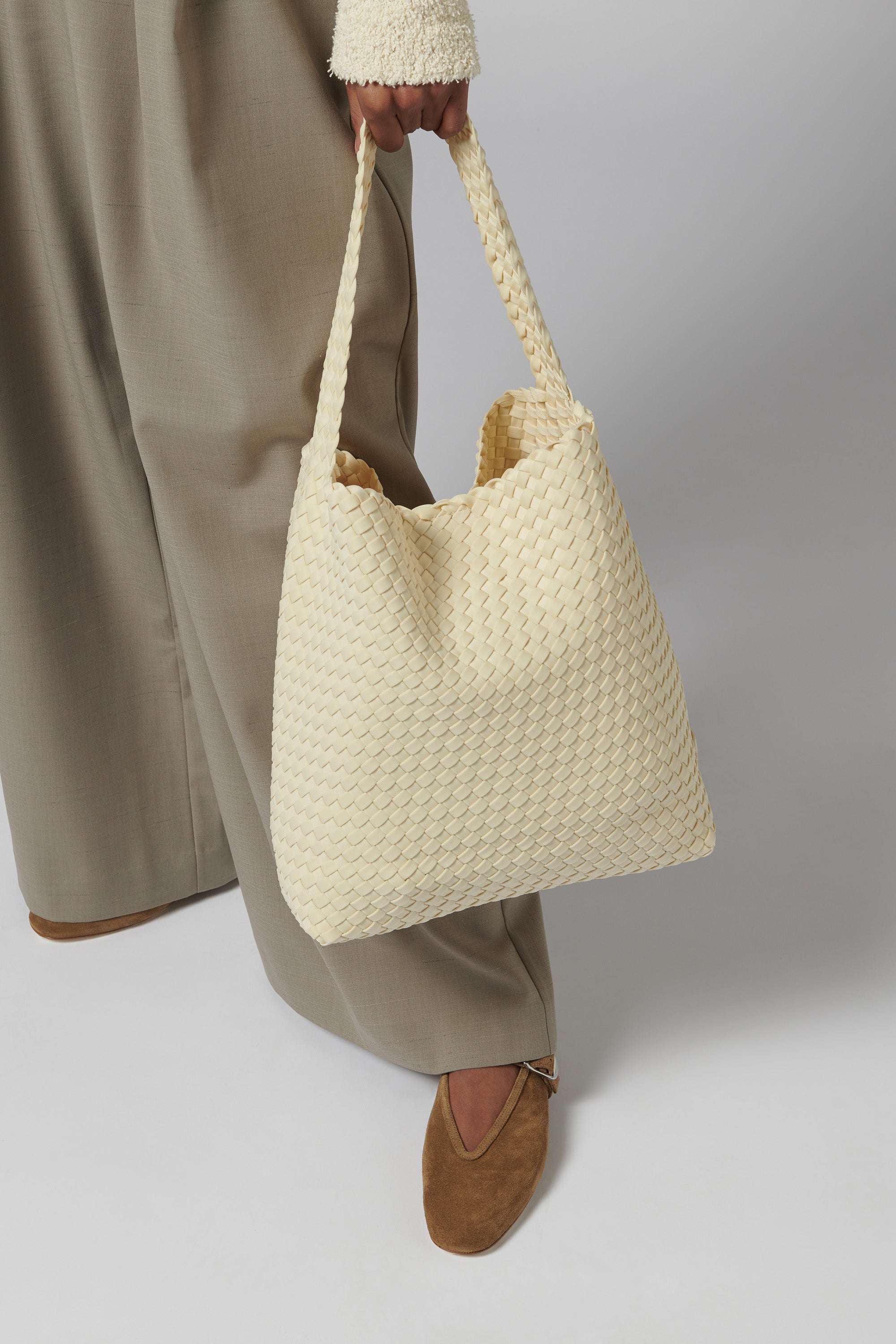 Naghedi White Nomad Medium Hobo Bag