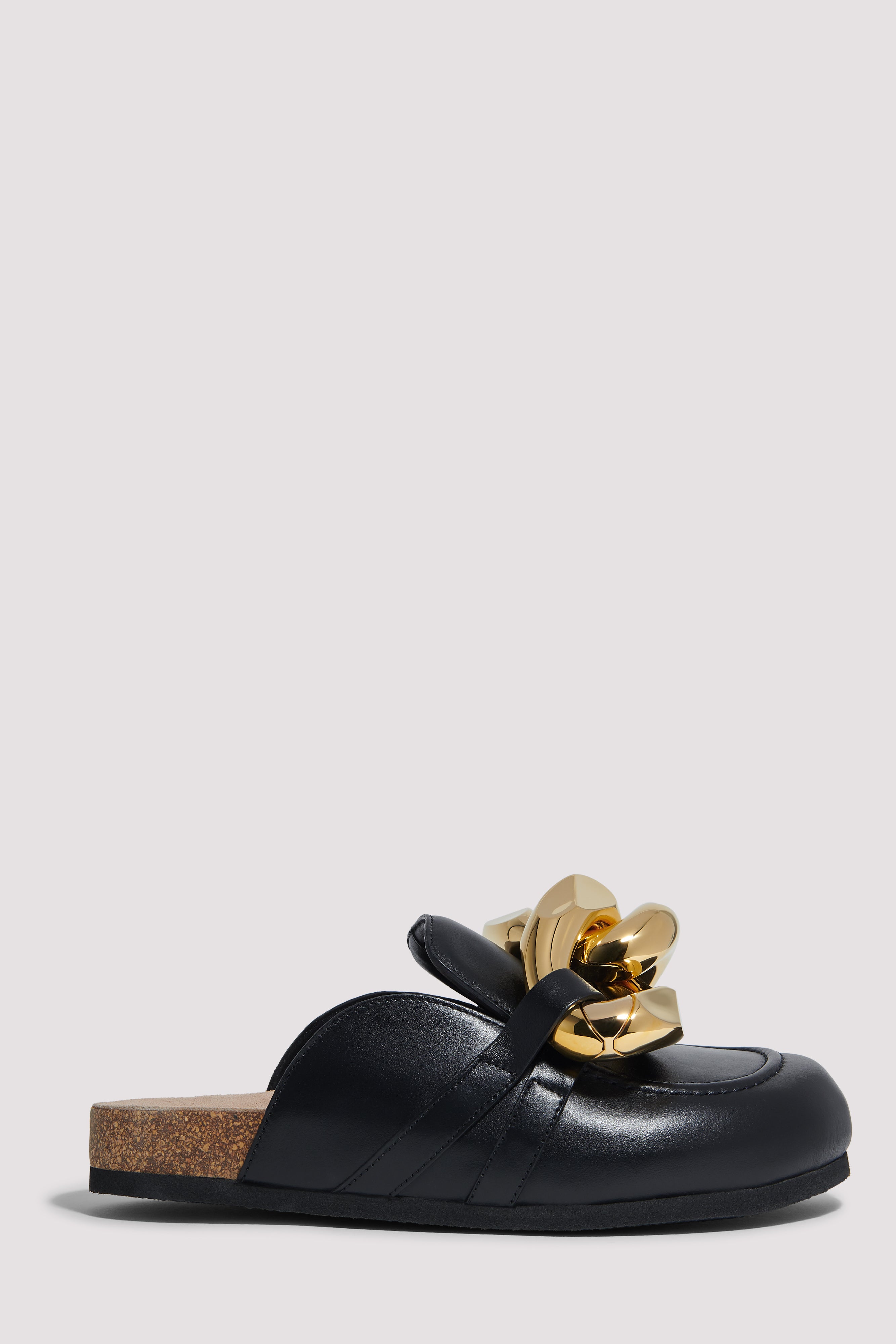 J.W. Anderson Black Chain Detail Leather Mules - Fabric of