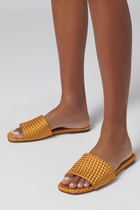 Gold Barths Satin Slides