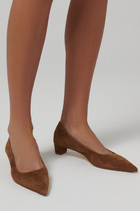 Brown Judi Kid 30 Suede Pumps