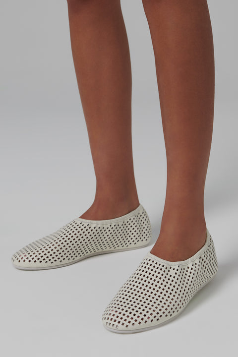 White Perforated Ballet Flat