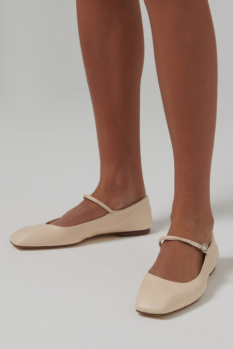 White Uma Nappa Leather Ballerina