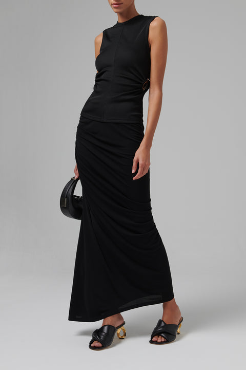 Black 80 Chain Heel Twist High Sandal