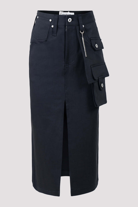 Deconstructed Denim Midi Skirt