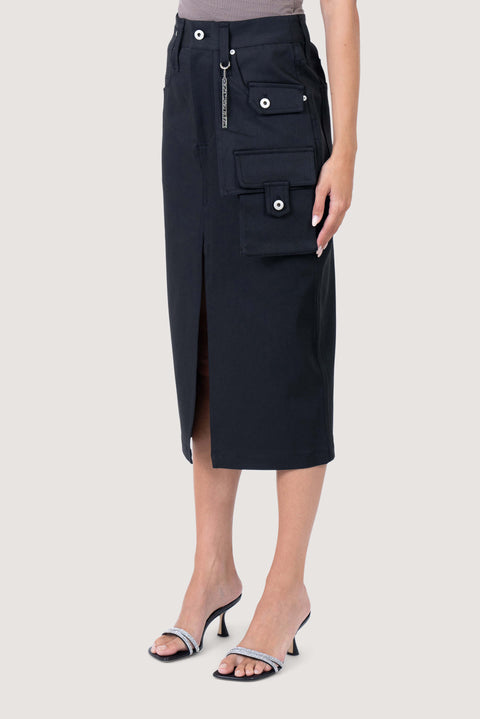 Deconstructed Denim Midi Skirt