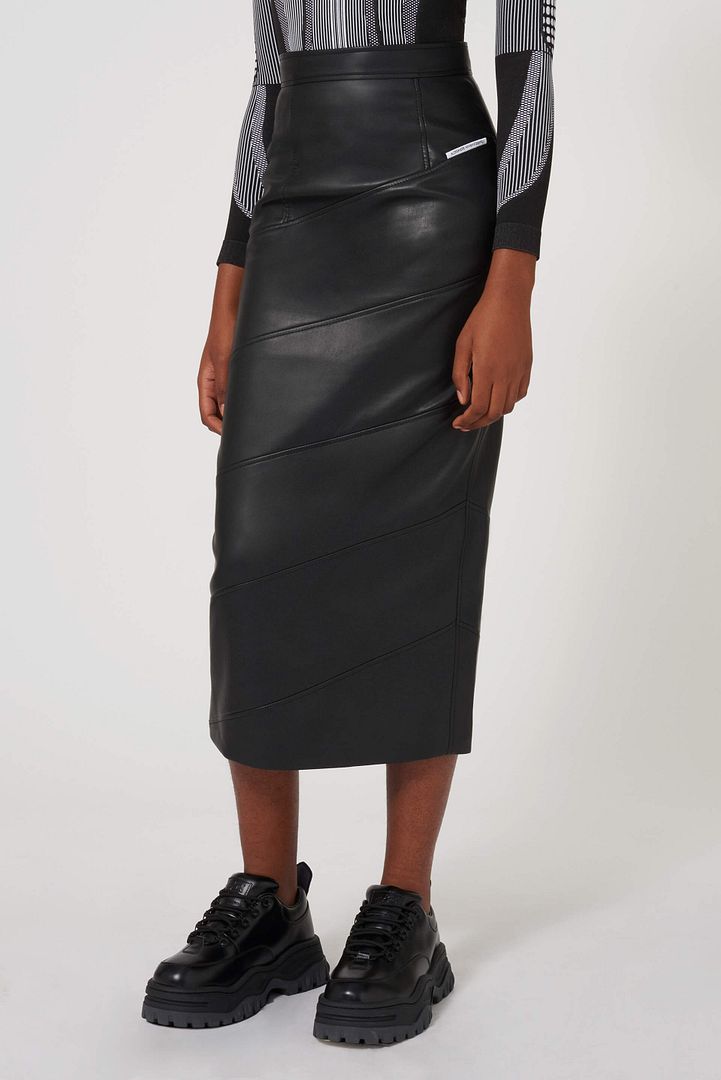 Aleksandre Akhalkatsishvili Calf Length Faux Leather Pencil Skirt